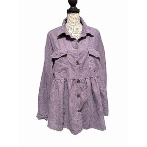 Unbranded Women’s Lavender Corduroy Button Down Shacket Size XXXL Lumberjane
